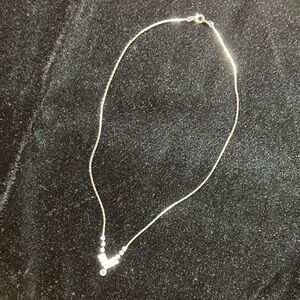 Vintage Avon Elegant Silver Necklace with Rhinestone Pendant